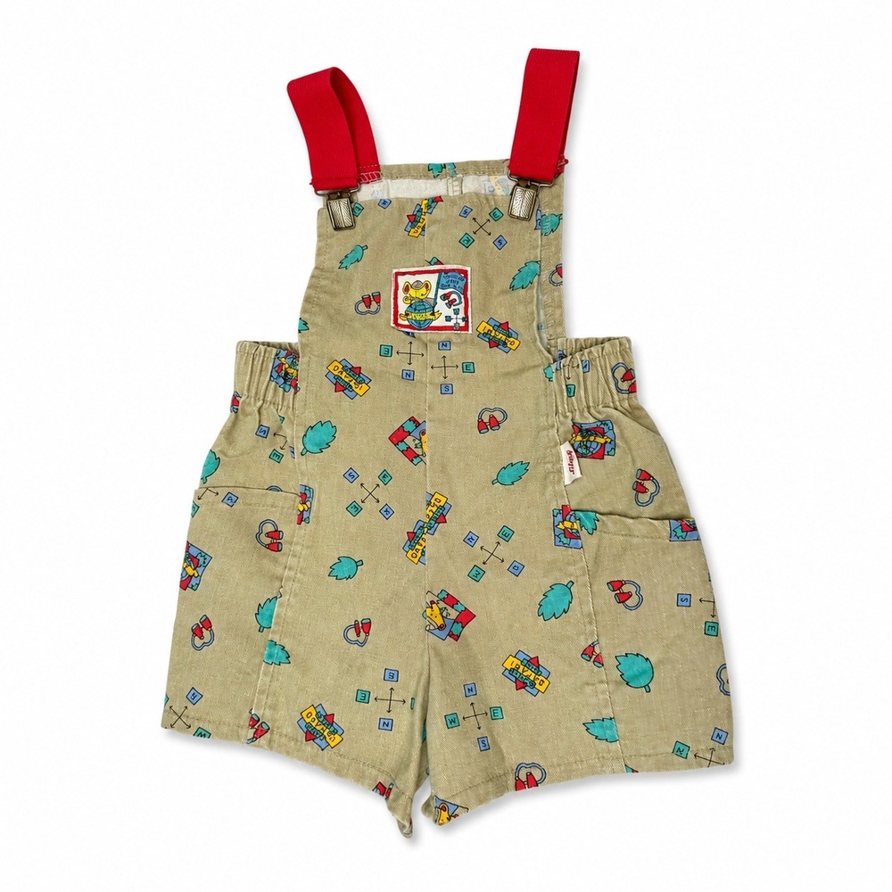 Liberty Vintage Safari Shortalls 24M Khaki Animal Print Made in USA Toddler